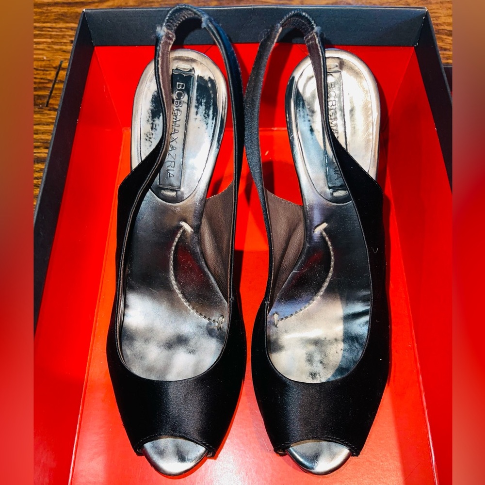 BCBG Black Satin Heels